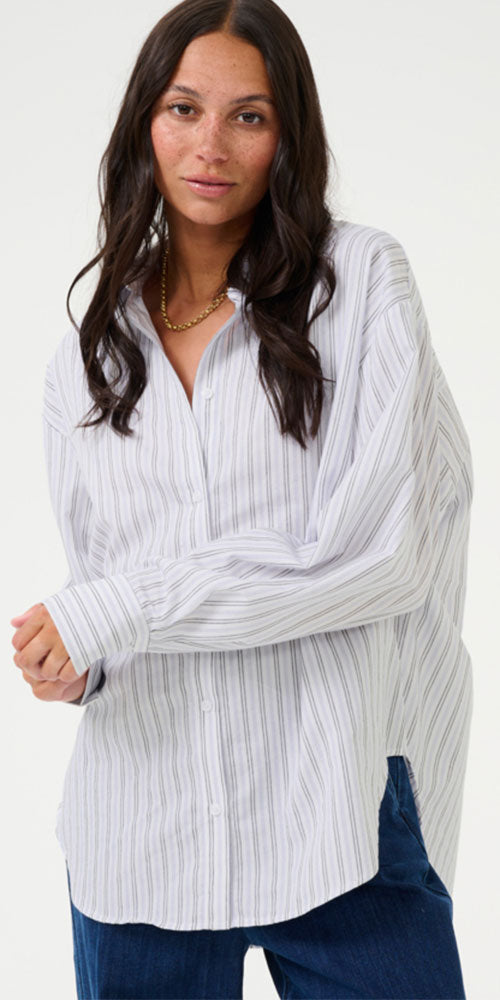 Kaffe Tie Detail Striped Shirt