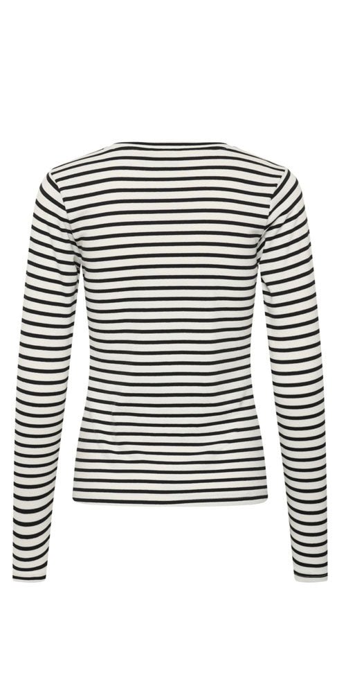 Kaffe Fitted Long Sleeve Top, white/black stripe