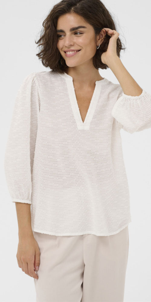 Kaffe Cotton Tunic Blouse, white
