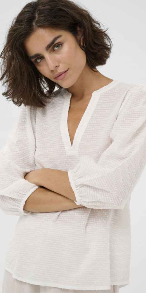 Kaffe Cotton Tunic Blouse, white