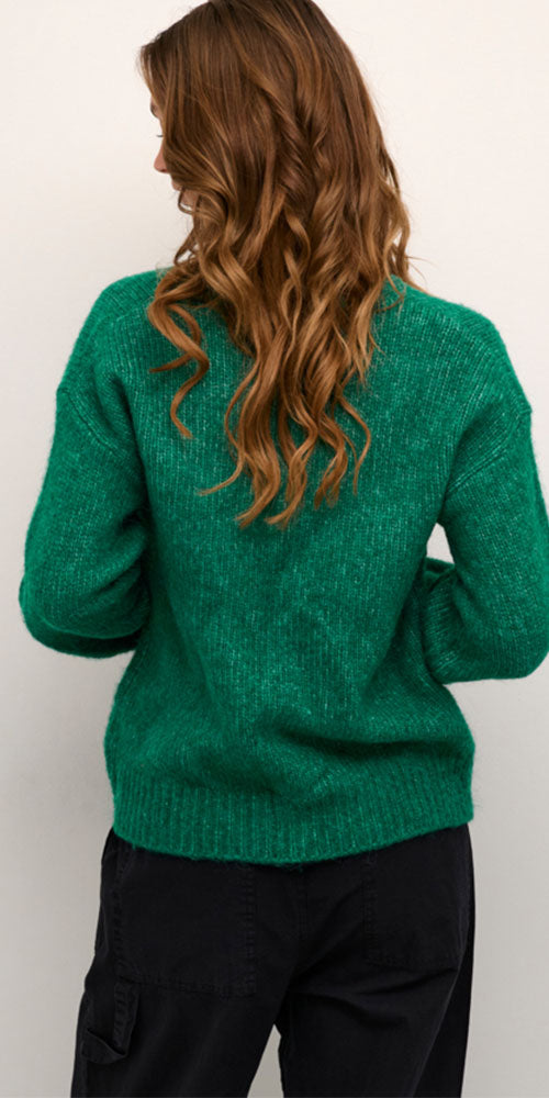 Kaffe V-neck Sweater, jade green