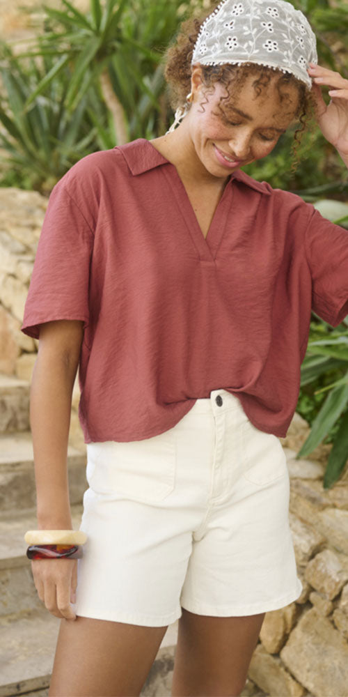 Kaffe Sailor Jean Shorts, white