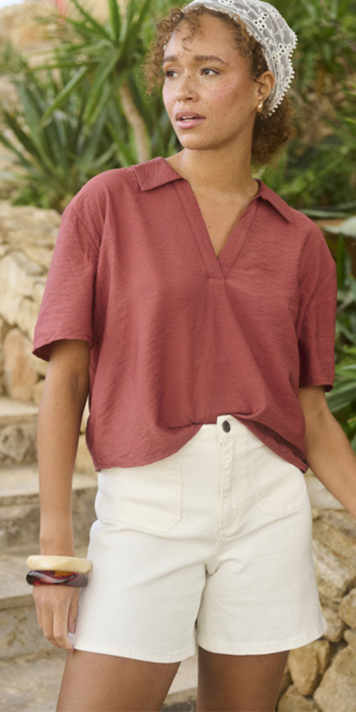 Kaffe Sailor Jean Shorts, white