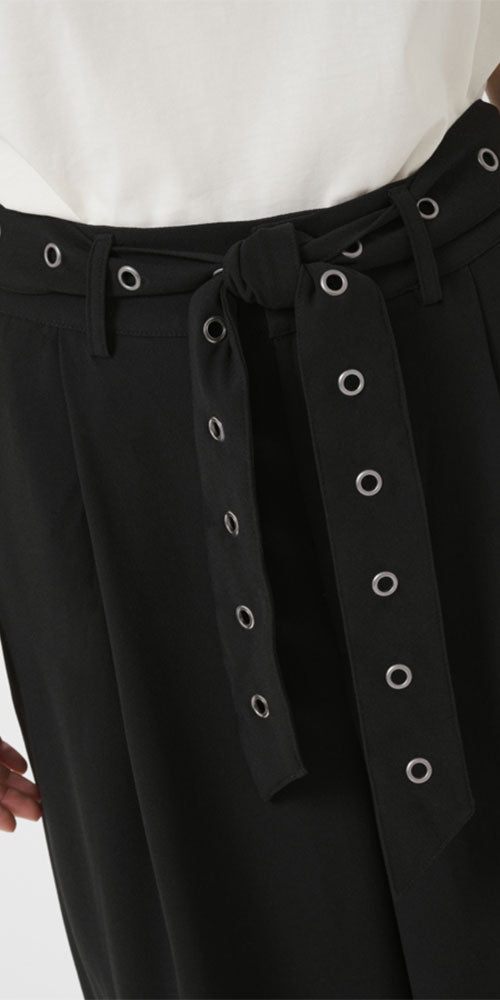 Kaffe Wide Leg Grommet Belt Trousers