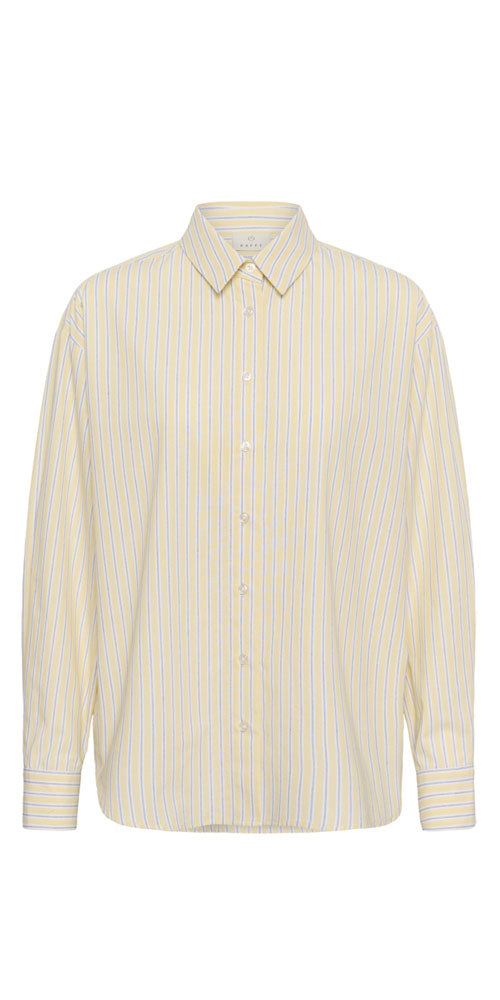 Kaffe Striped Button Up Shirt, yellow/black