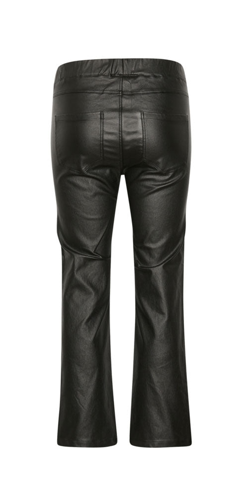 Kaffe Cropped Faux Leather Jeggings, black