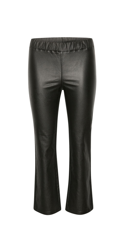 Kaffe Cropped Faux Leather Jeggings, black