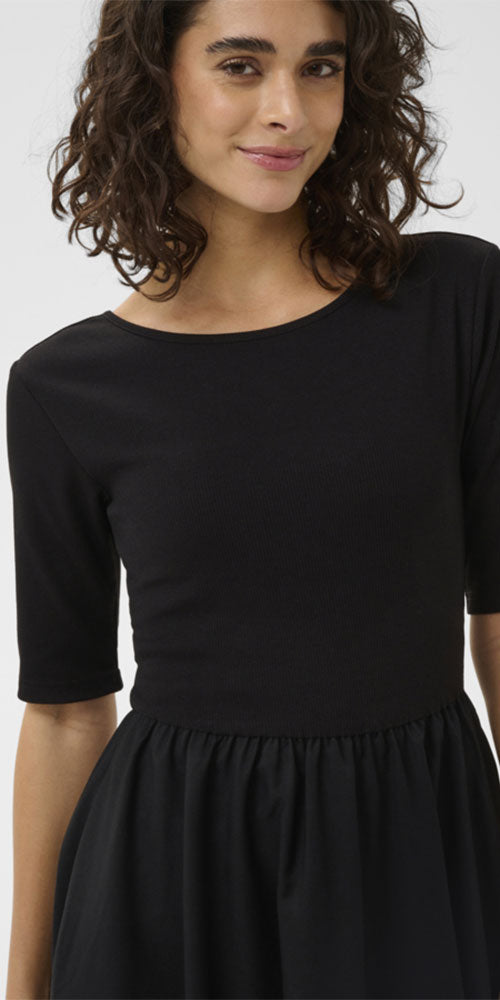 Kaffe Half-Sleeve Bubble Dress, black