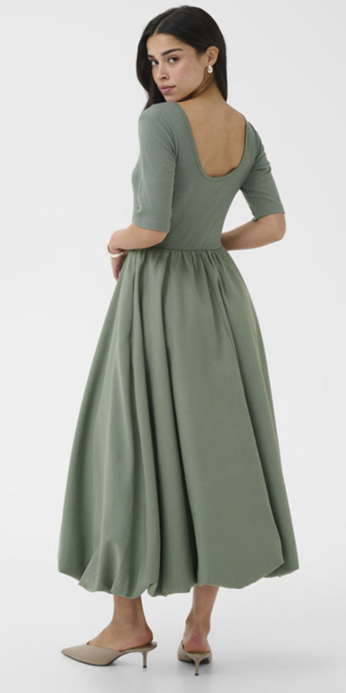 Kaffe Half-Sleeve Bubble Dress, green