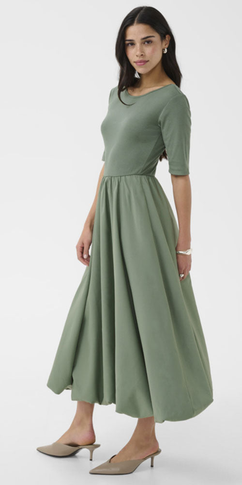 Kaffe Half-Sleeve Bubble Dress, green