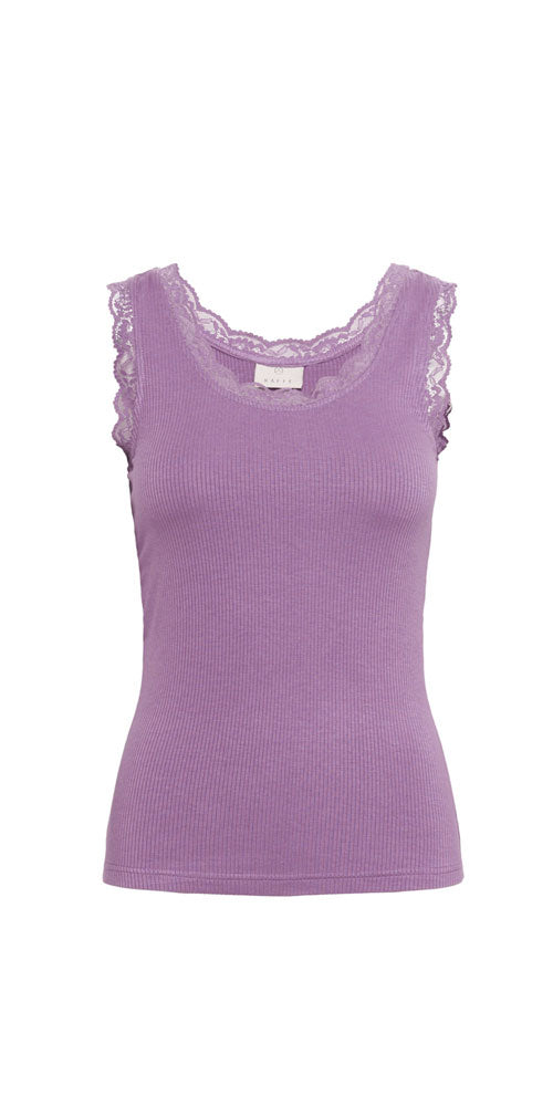 Kaffe Lace Trim Cami, violet