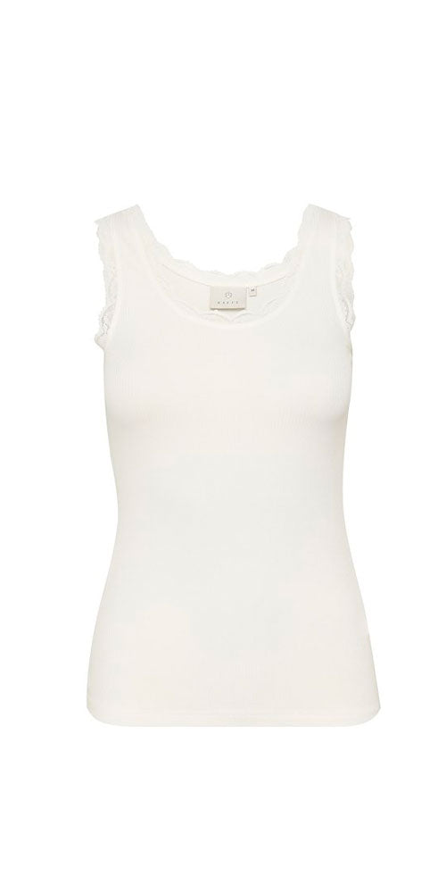Kaffe Lace Trim Cami, white