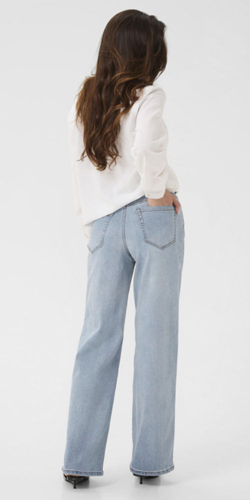 Kaffe Classic Wide Leg Jeans, light wash