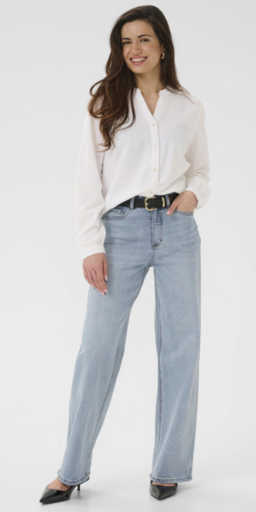 Kaffe Classic Wide Leg Jeans, light wash