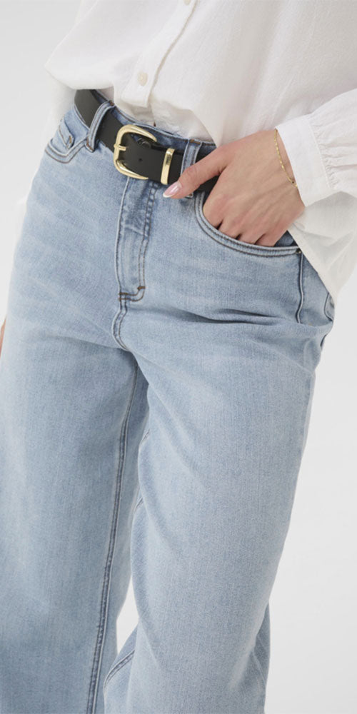 Kaffe Classic Wide Leg Jeans, light wash