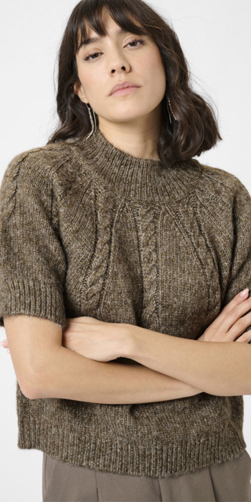 Kaffe Cable Detail Sweater, morel