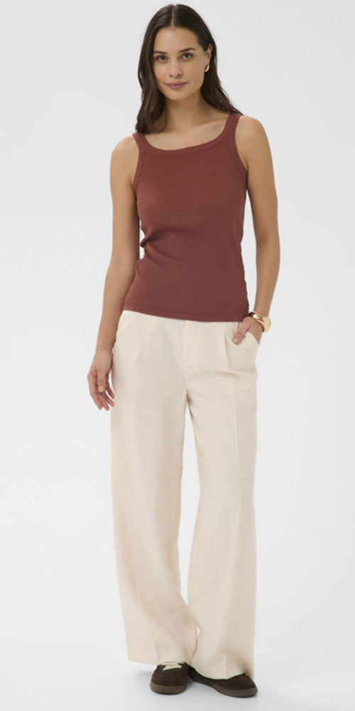 Kaffe Ribbed Tank Top, henna