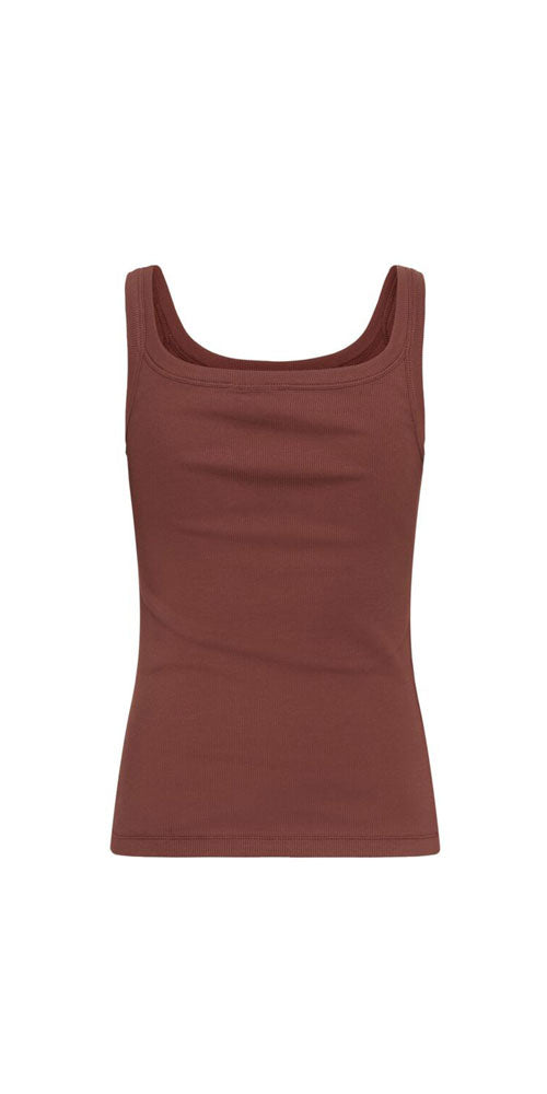 Kaffe Ribbed Tank Top, henna