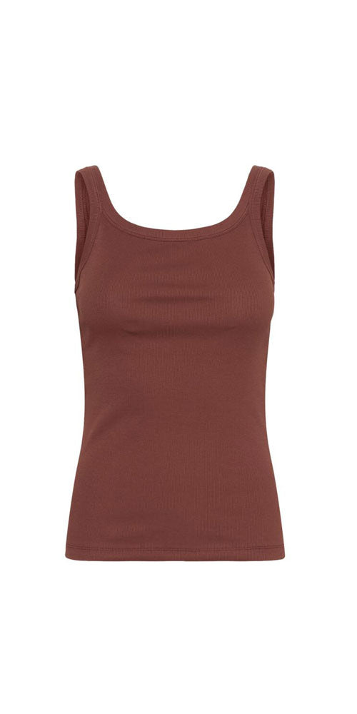 Kaffe Ribbed Tank Top, henna