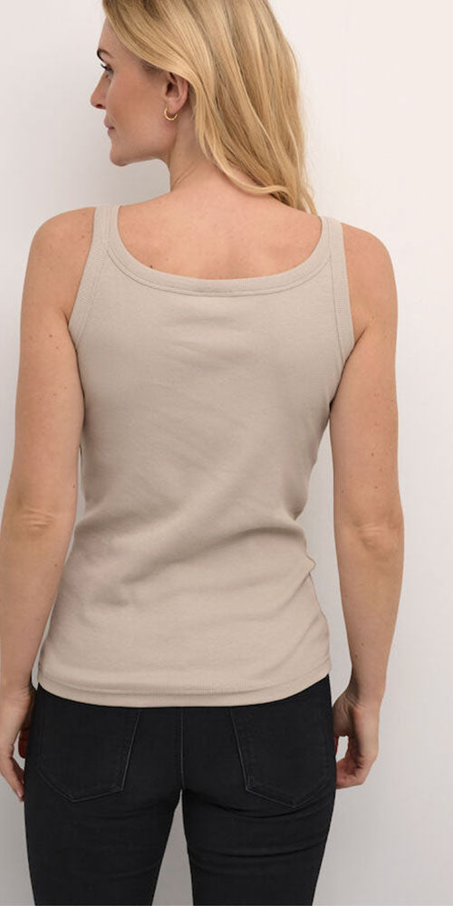 Kaffe Ribbed Tank Top, light taupe