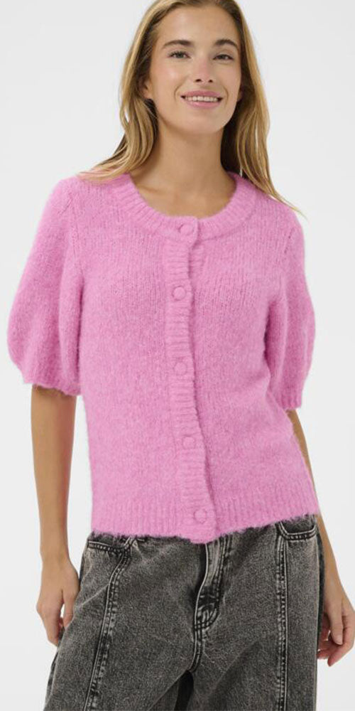 Kaffe Short Sleeve Cardy, pink pow