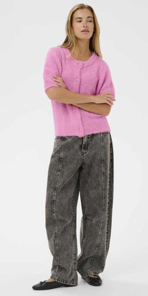 Kaffe Short Sleeve Cardy, pink pow