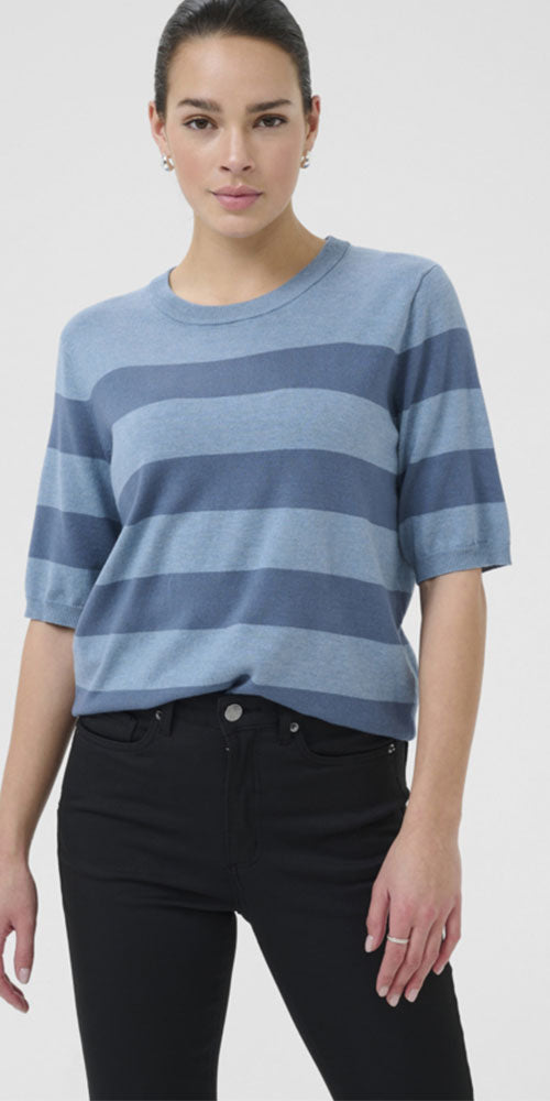 Kaffe Wide Striped Pullover, blues