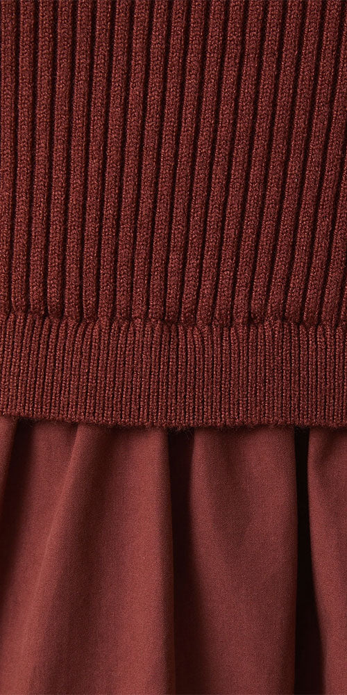 Tiered Mixed Media Dress, rust