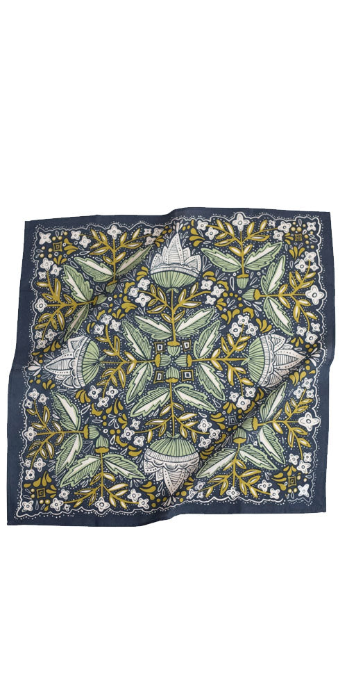 Solstice Bandana, navy thistle