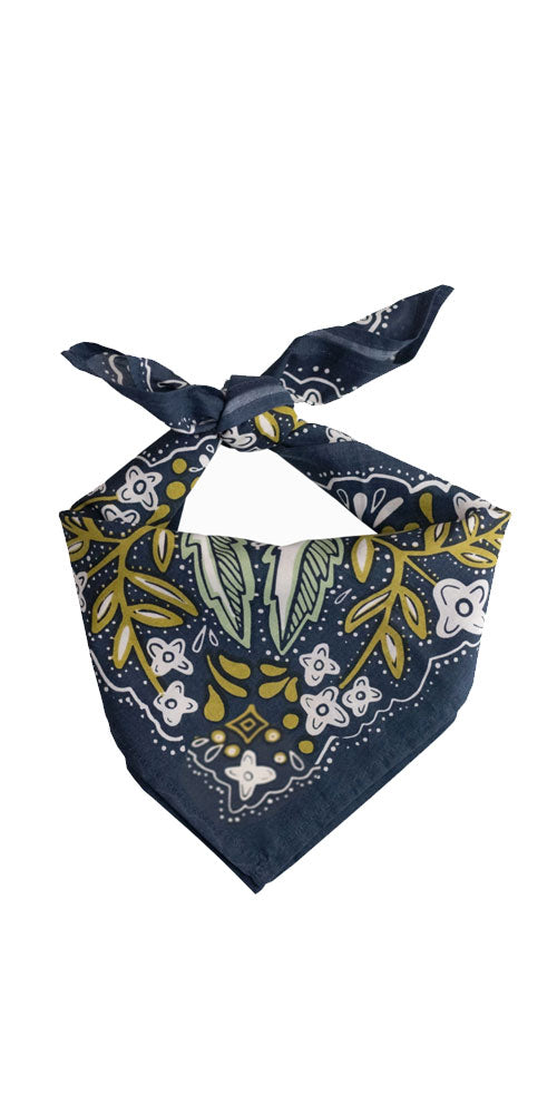 Solstice Bandana, navy thistle