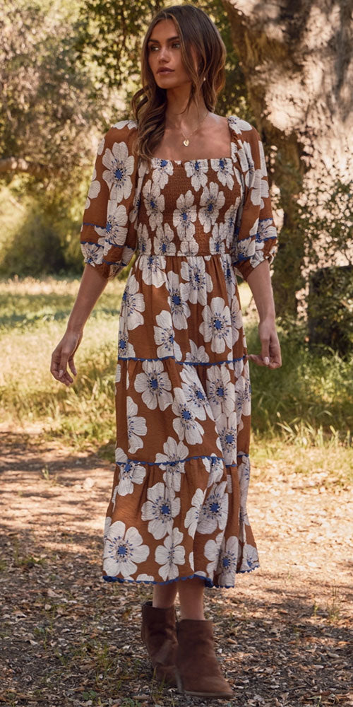 Smocked Floral Dress