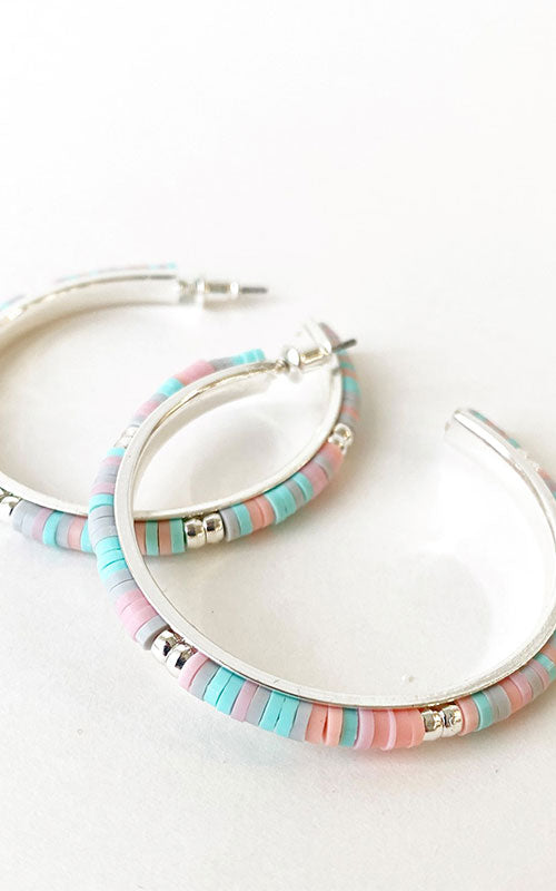 Pastel Beaded Hoop Earrings