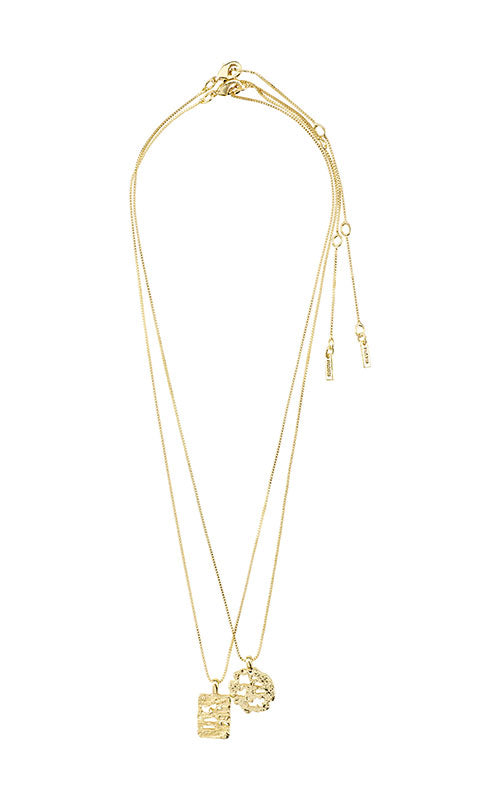 Pilgrim BRENDA recycled pendant necklace 2-in-1 set, gold