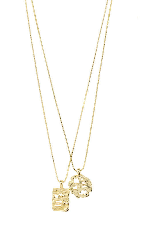Pilgrim BRENDA recycled pendant necklace 2-in-1 set, gold