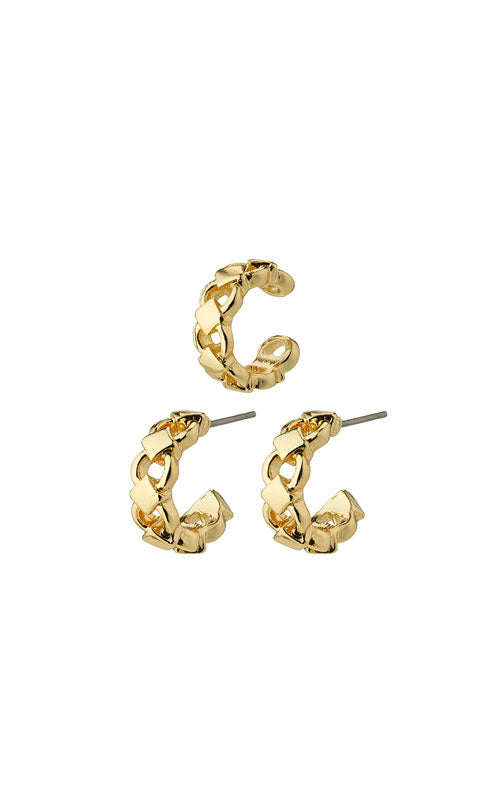 Pilgrim DESIREE recycled hoop and cuff earrings, gold