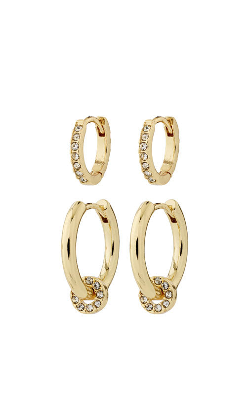 Pilgrim SCOTTIE recycled earrings 2-in-1 set, gold