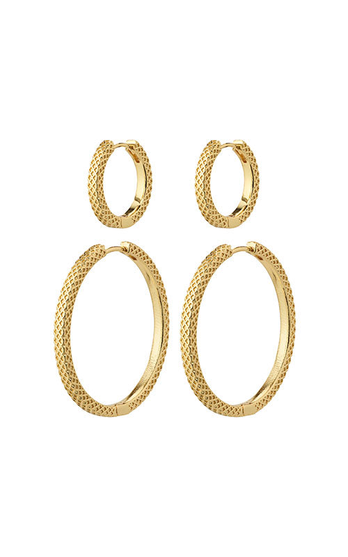 Pilgrim PULSE recycled earrings 2-in-1 set, gold