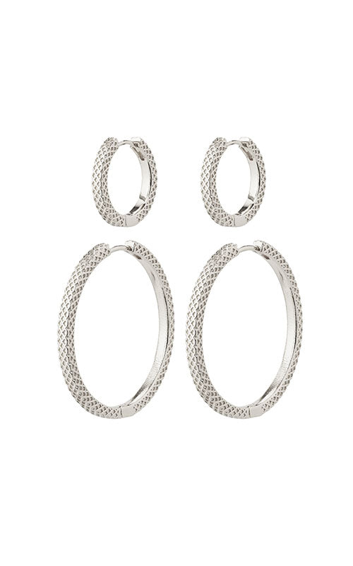 Pilgrim PULSE recycled earrings 2-in-1 set, silver