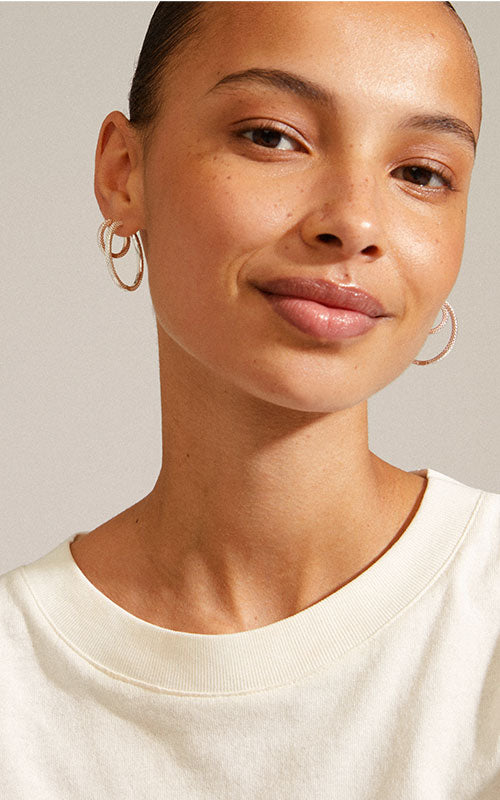 Pilgrim PULSE recycled earrings 2-in-1 set, silver