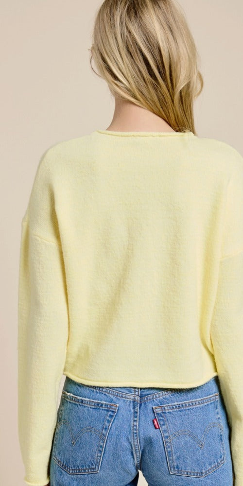 Rolled Edge Pullover, butter yellow