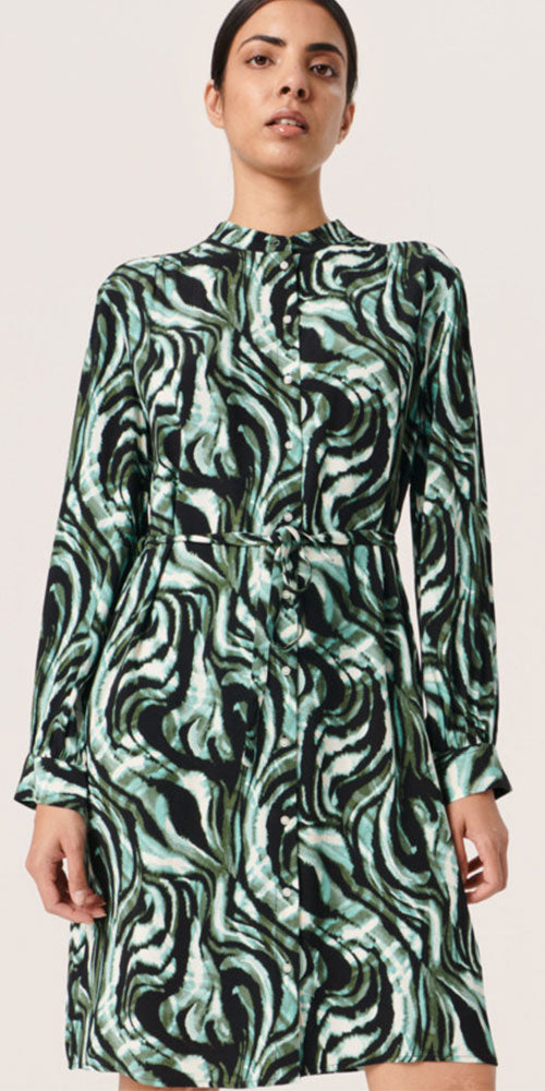 Soaked in Luxury Aqua Print Shirt Dress