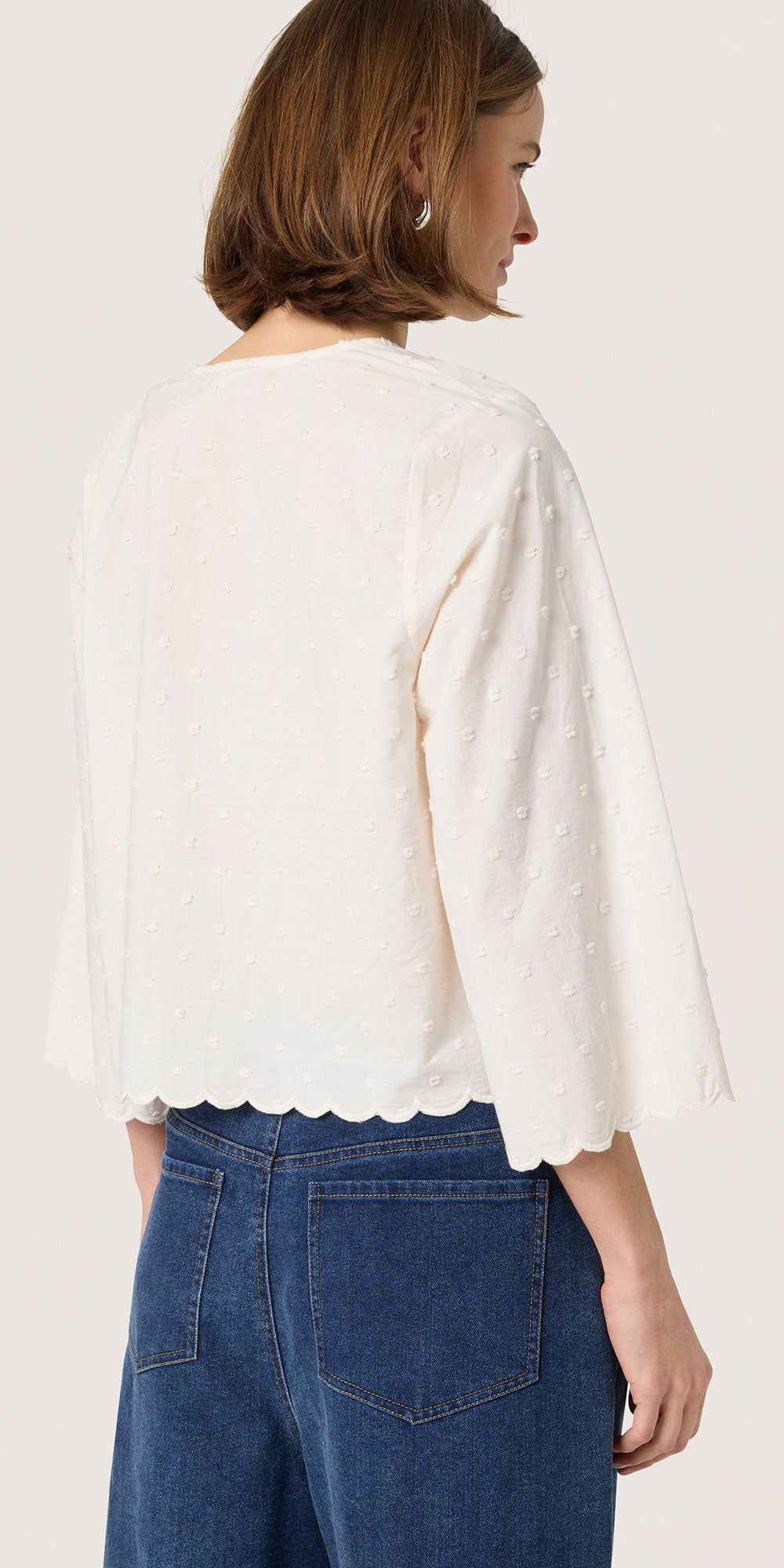 Soaked Scalloped Cotton Blouse