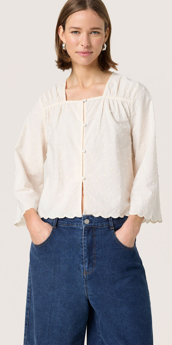 Soaked Scalloped Cotton Blouse