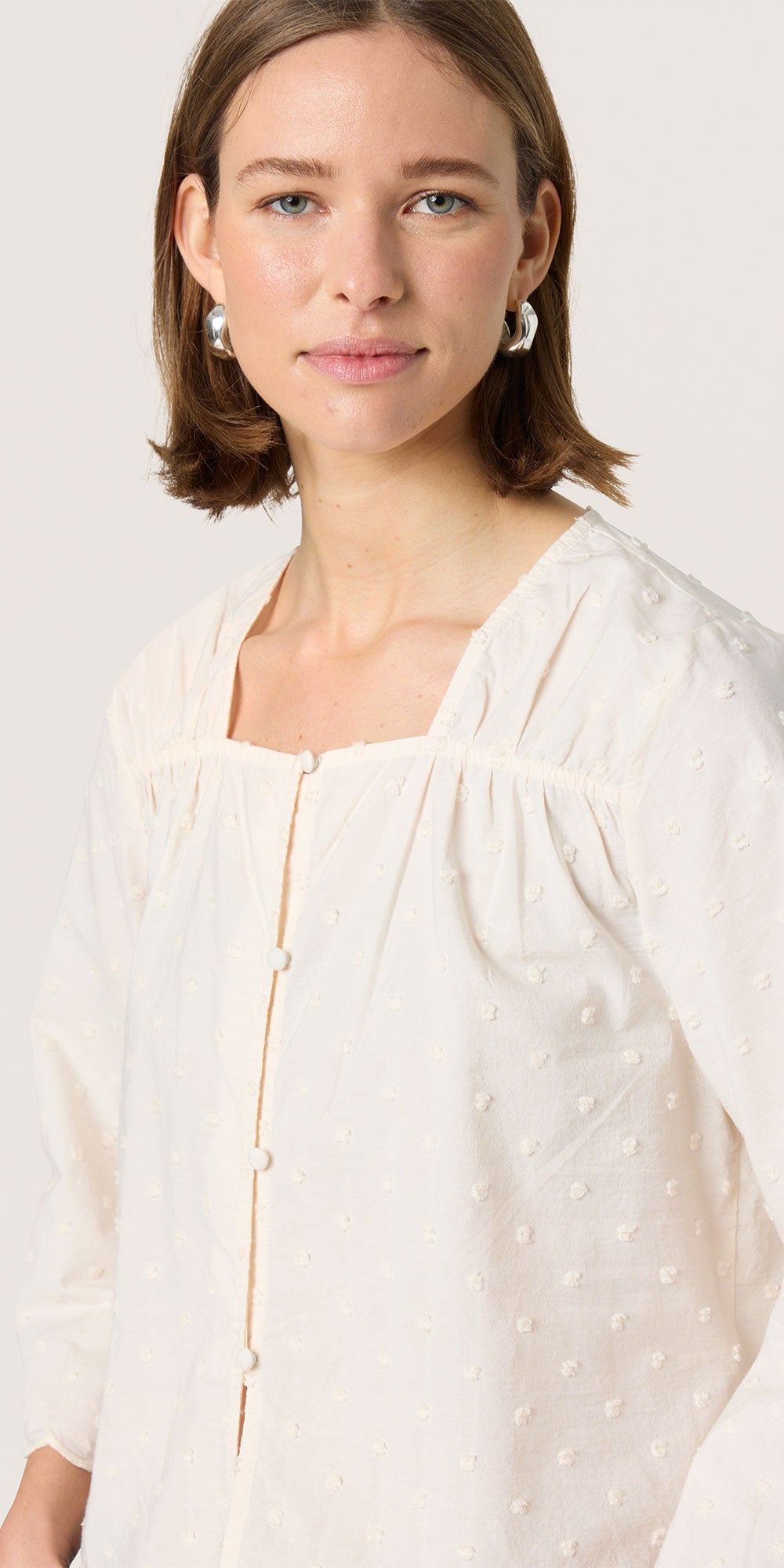 Soaked Scalloped Cotton Blouse