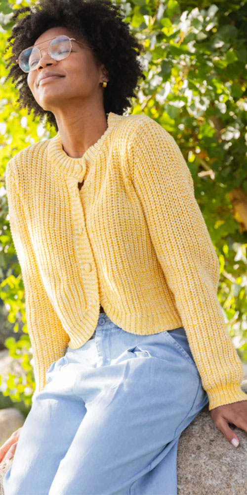 Tulip Hem Cardy, butter yellow