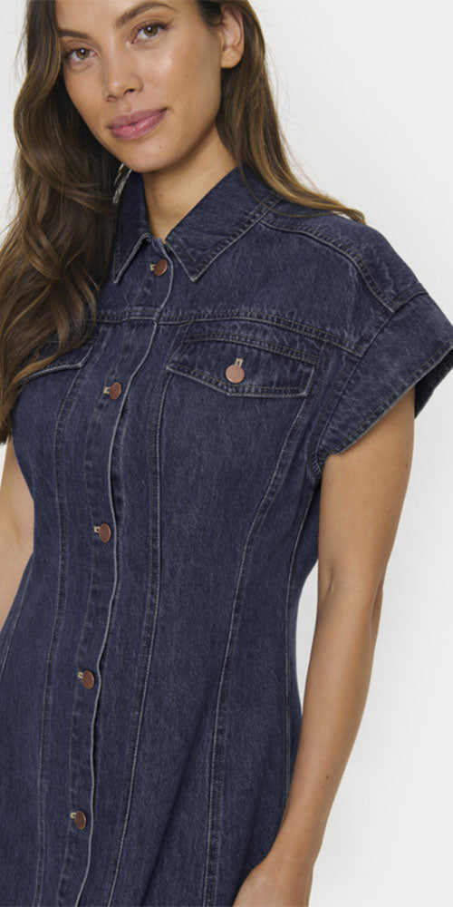 Saint Tropez Denim Cap Sleeve Dress