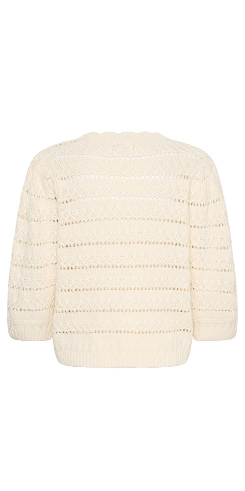 Saint Tropez Scalloped Open Knit Cardy, cream