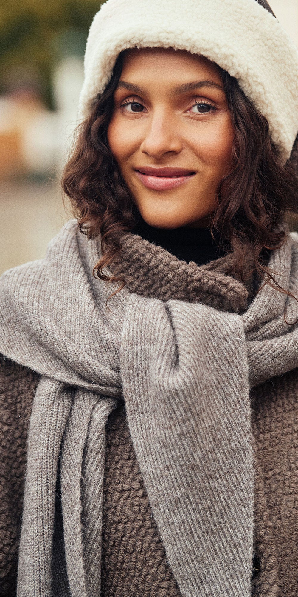 Saint Tropez Large Knit Triangle Scarf, iron grey