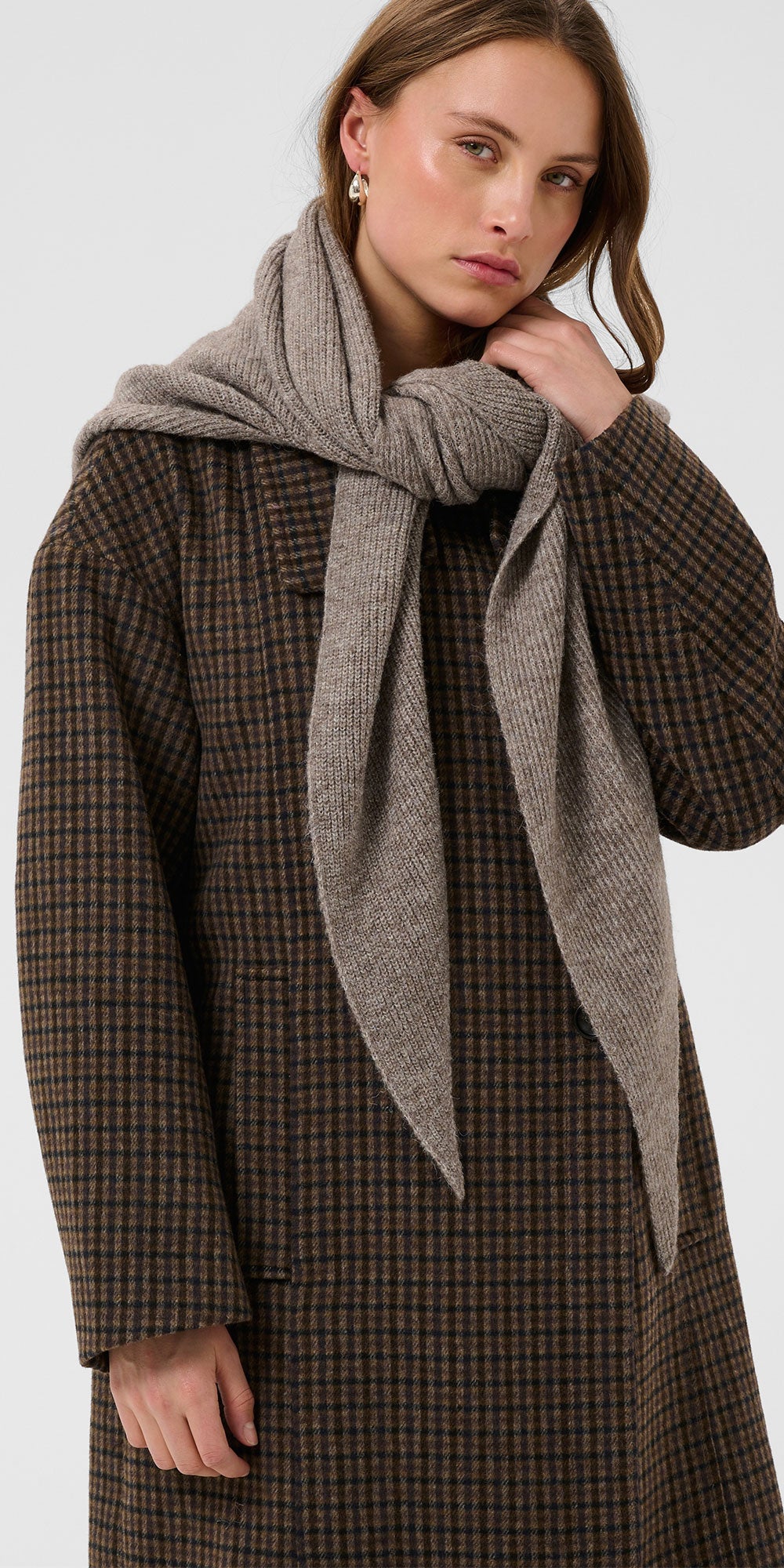 Saint Tropez Large Knit Triangle Scarf, iron grey
