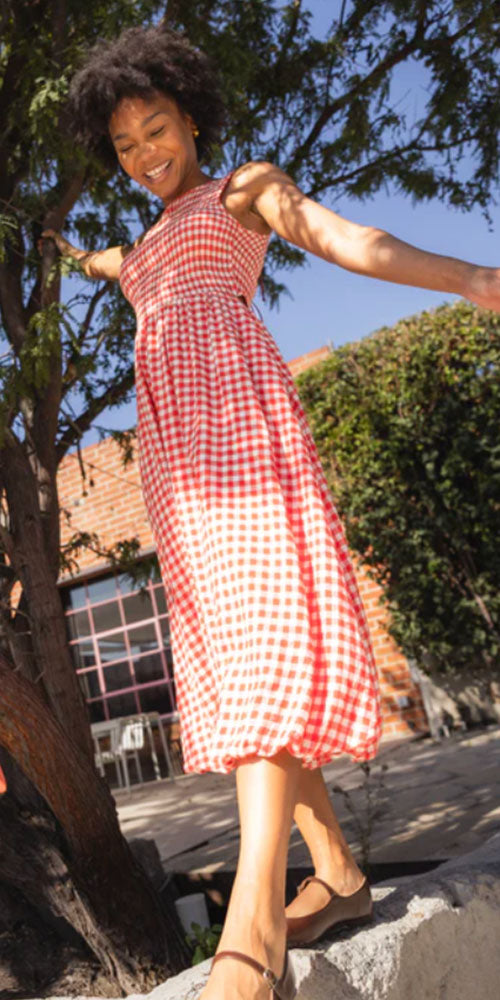 Sadie & Sage Gingham Bubble Hem Dress